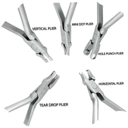Dental Orthodontic Clear Aligner & Retainer Pliers Set – 5 Pieces (Vertical, Mini Dot, Hole Punch, Tear Drop & Horizontal)