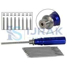 Ijrak Surgical AO Quick Coupling Orthopedic Bone Screwdriver Set with Interchangeable Shafts (1.5 mm–5.0 mm)