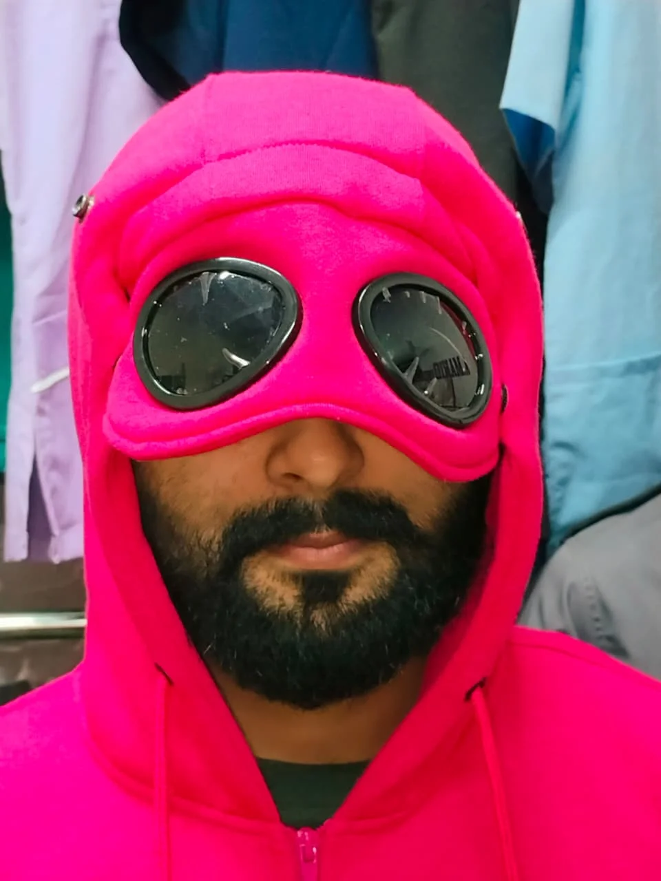 Pink goggle hood