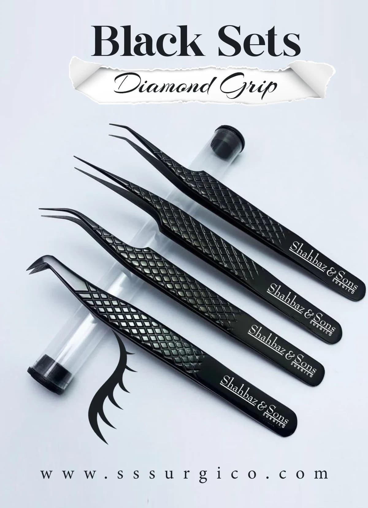 Precision Stainless Steel Eyelash Tweezers
