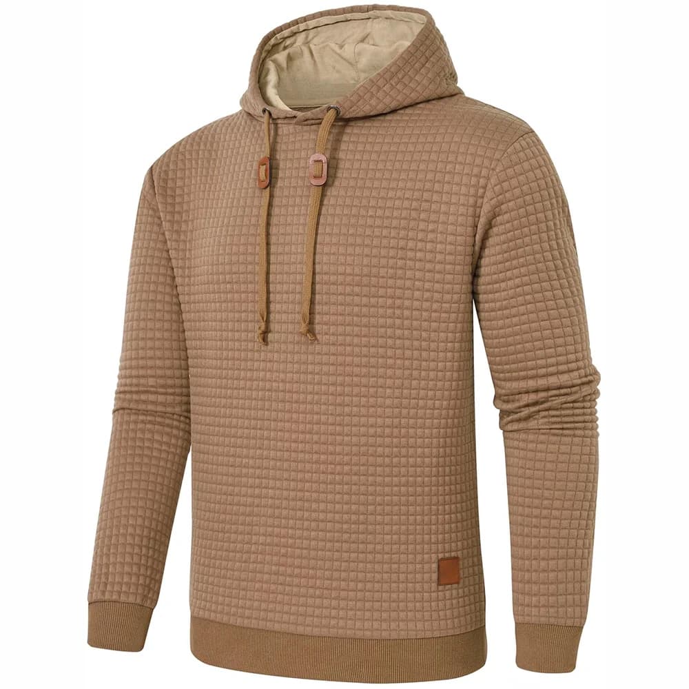 hoodie with textured pattern and drawstrings