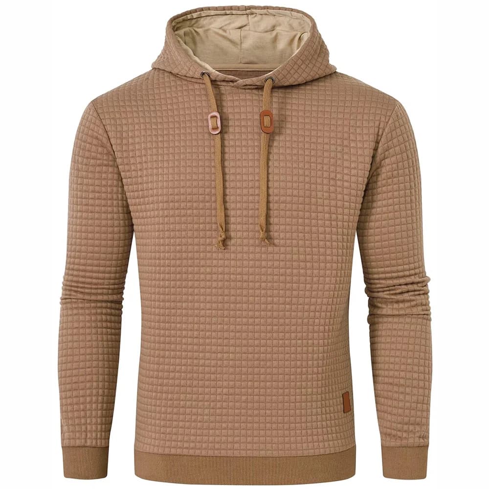 brown hoodie with quilted pattern