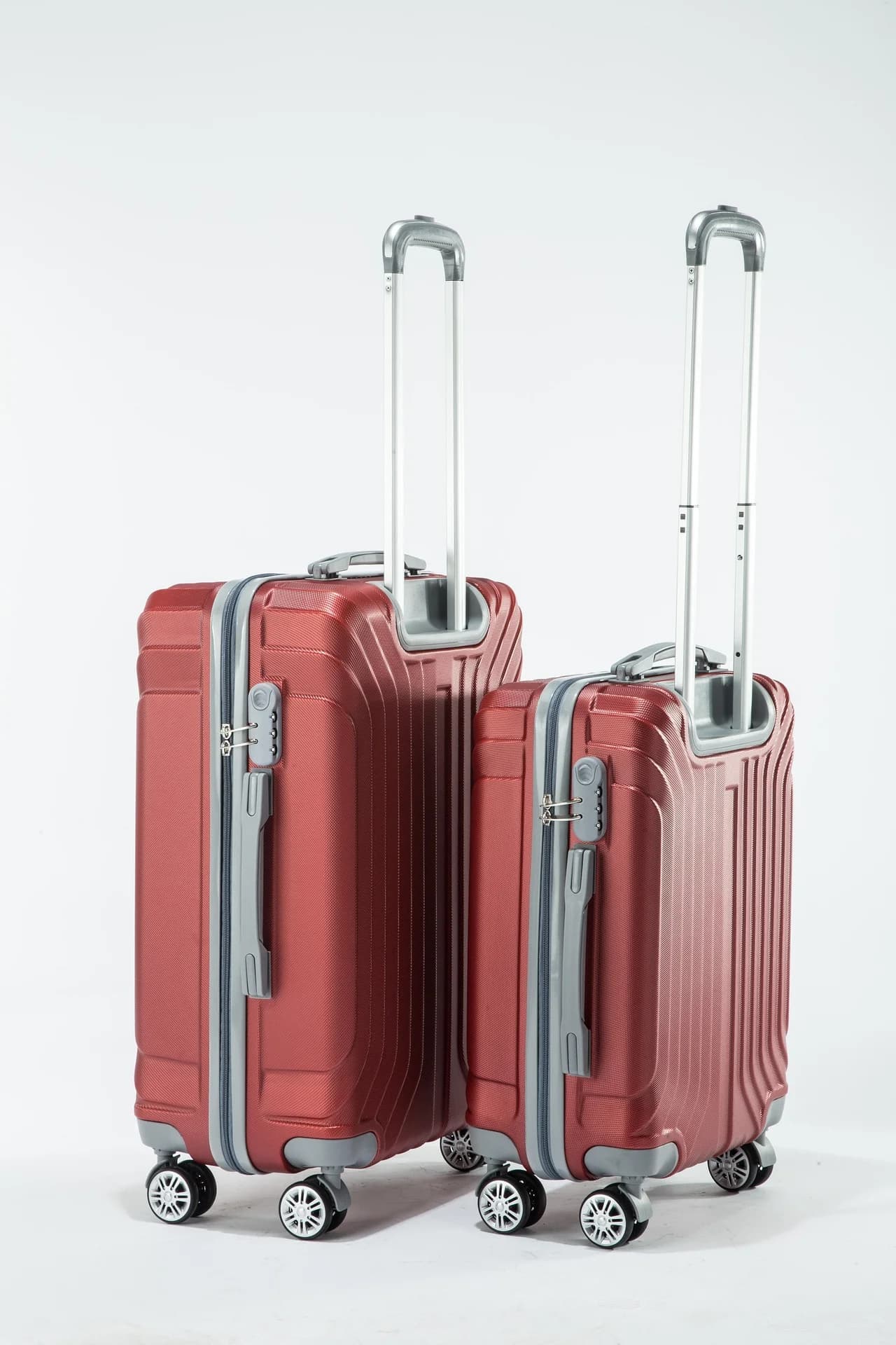 Hard Shell Spinner Suitcase Set with Telescopic Handle and Combination Lock