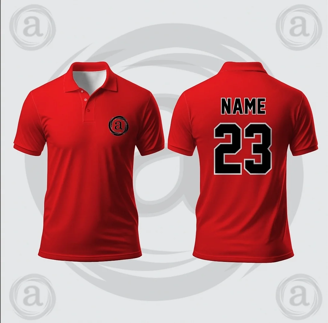 Purple Short-Sleeve Polo Shirt with Chest Emblem & Back Name-and-Number Graphics