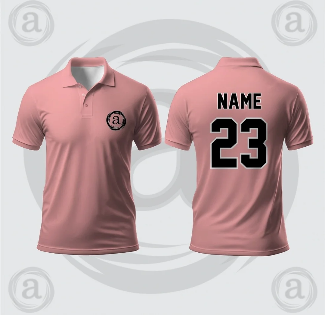 Purple Short-Sleeve Polo Shirt with Chest Emblem & Back Name-and-Number Graphics