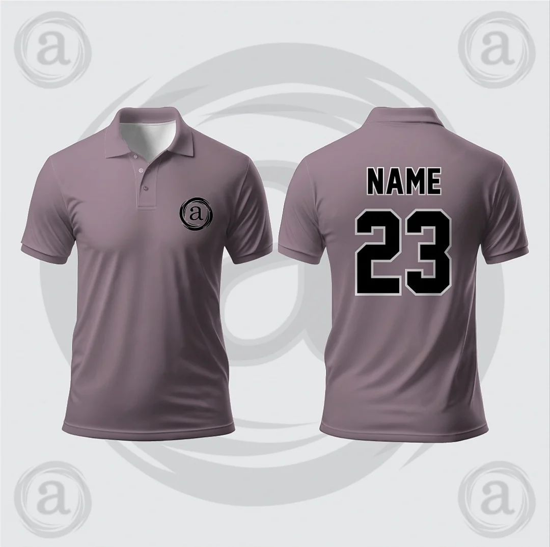 Purple Short-Sleeve Polo Shirt with Chest Emblem & Back Name-and-Number Graphics