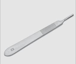 Metal Surgical Scalpel Handle with Ribbed Grip and Blade-Mounting Tip