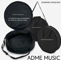 ADME Leather Industry Black Padded Shamanic Drum Bag – Round Frame Drum & Bodhran Carry Case with Shoulder Strap