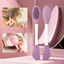 Silicone Facial Cleanser Brush – Dual-Ended Soft Exfoliating & Deep Pore Cleansing Tool