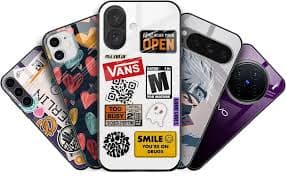 phone cases with various sticker designs