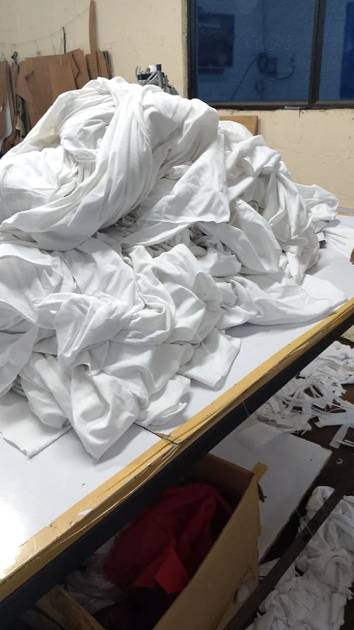 T-shirt fabric pieces