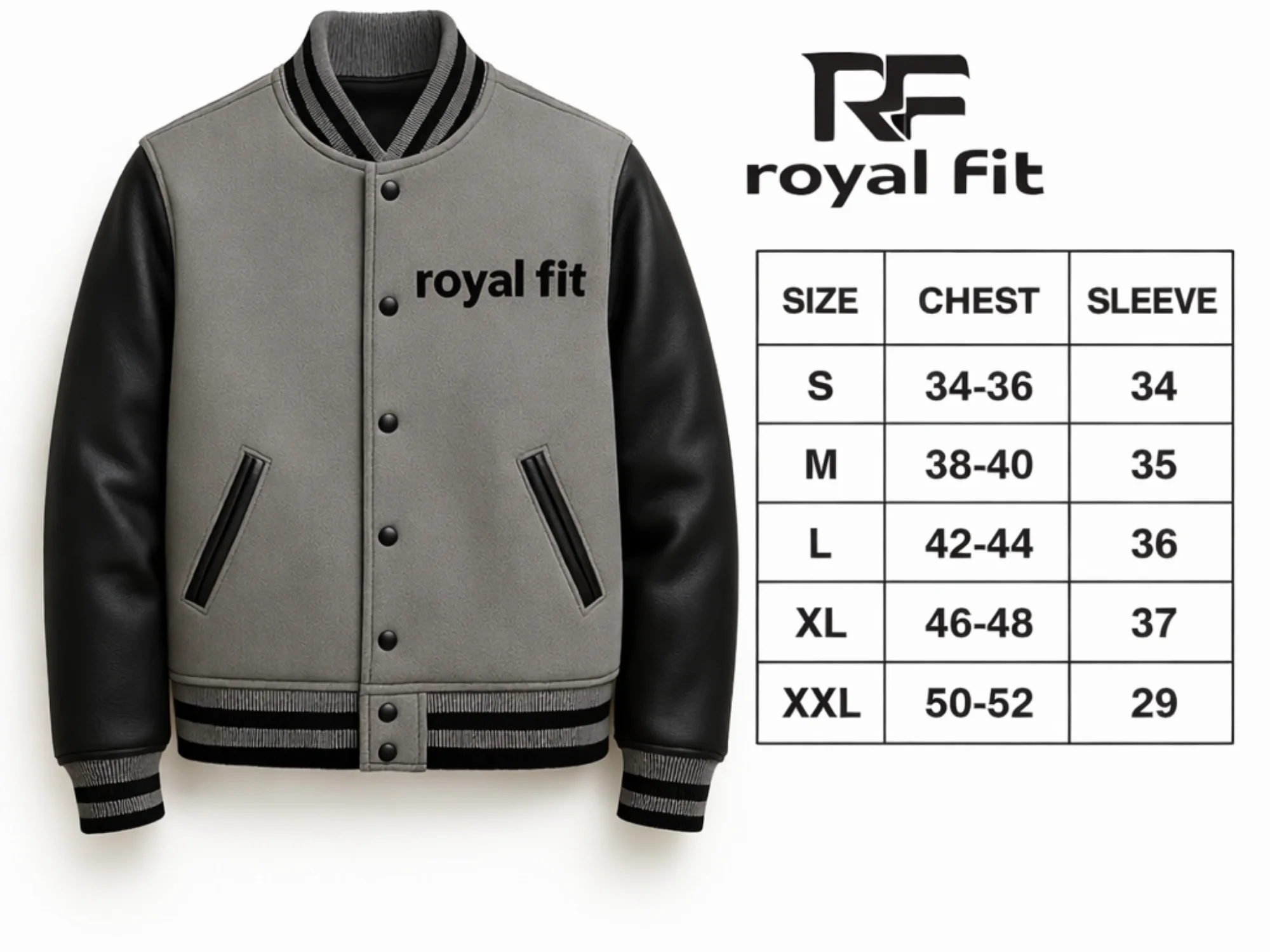 Varsity jacket size chart