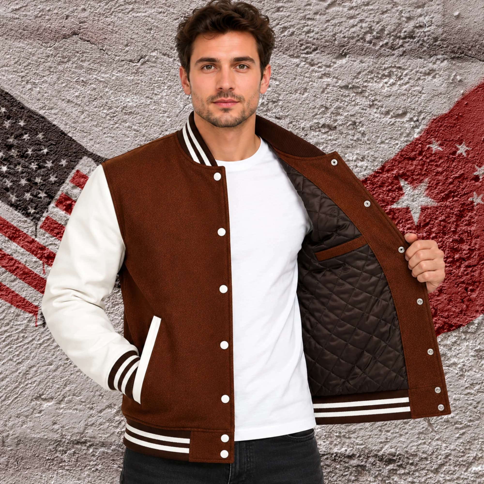 Varsity jacket with quilted lining