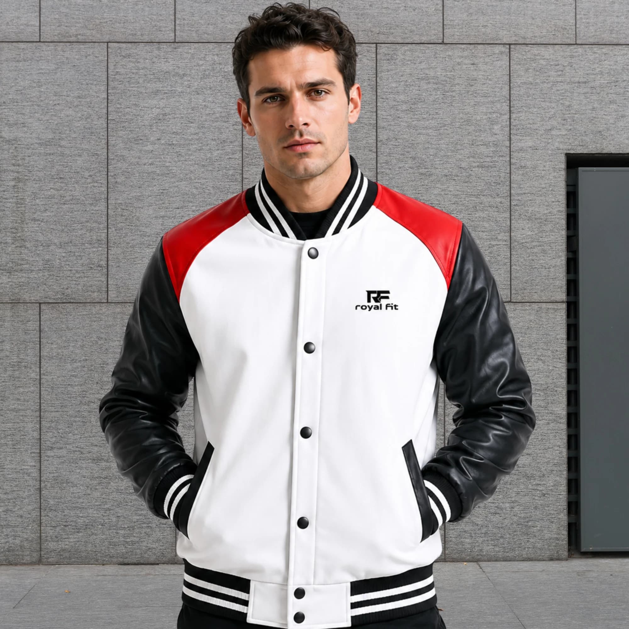 Varsity leather jacket