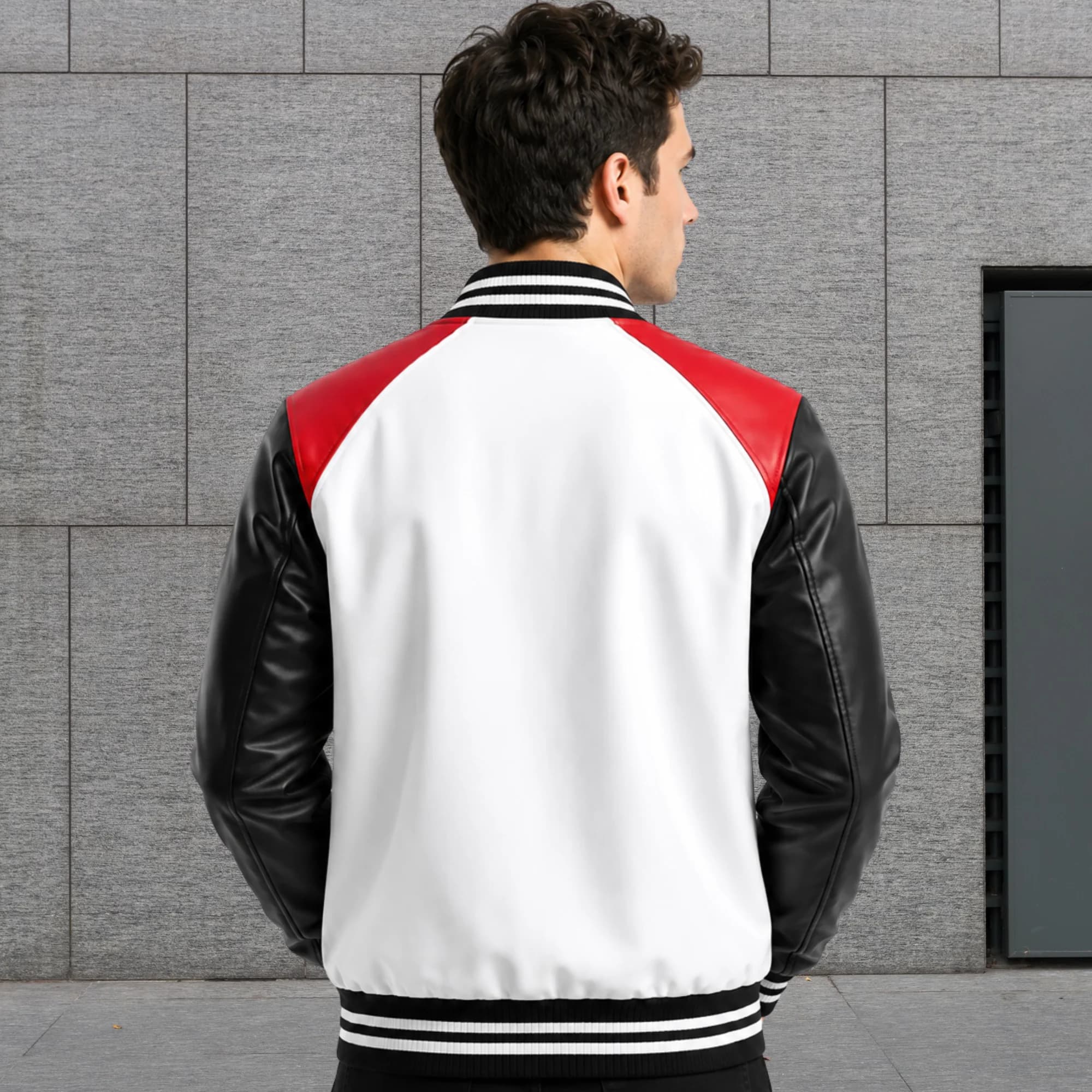 Varsity leather jacket