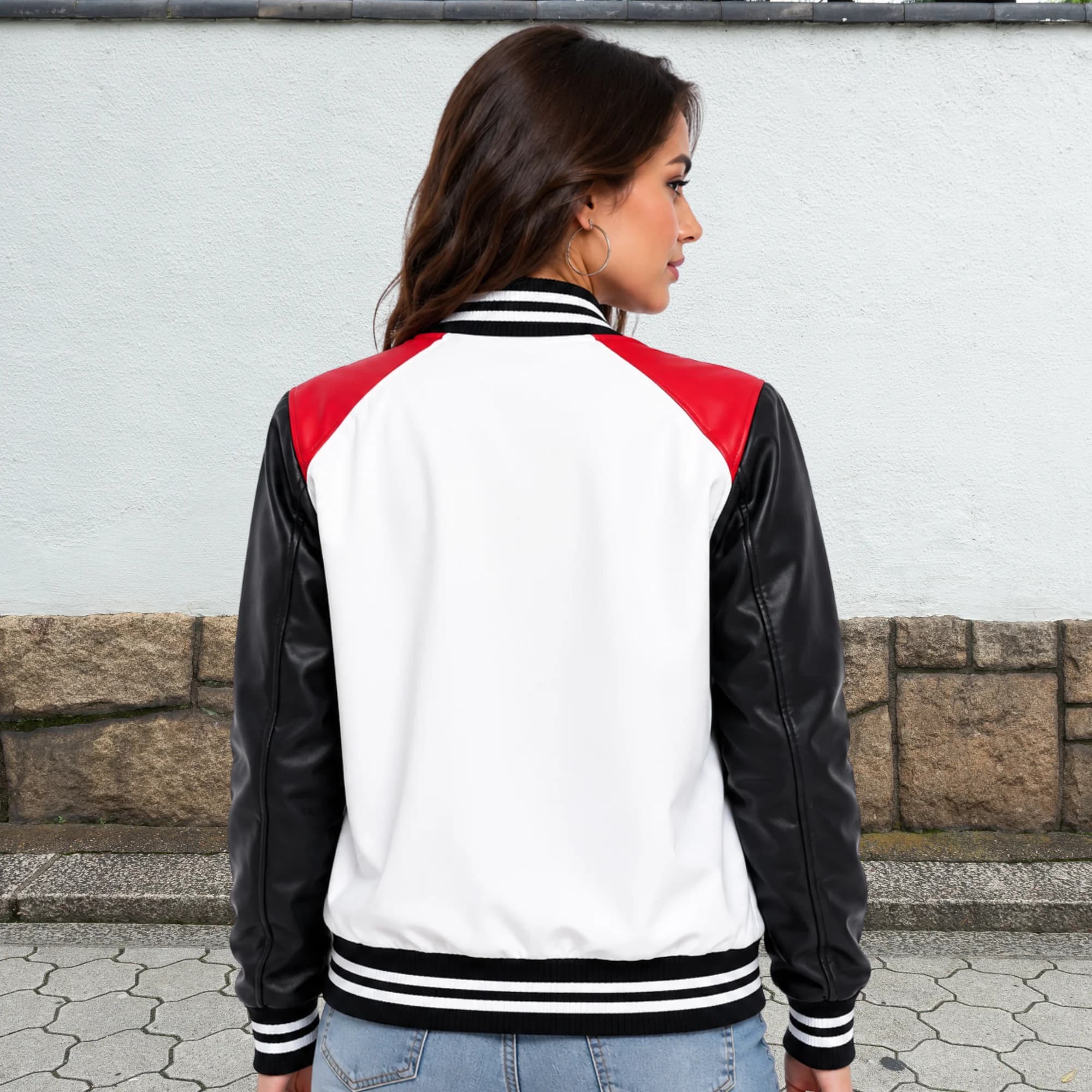 Varsity leather jacket