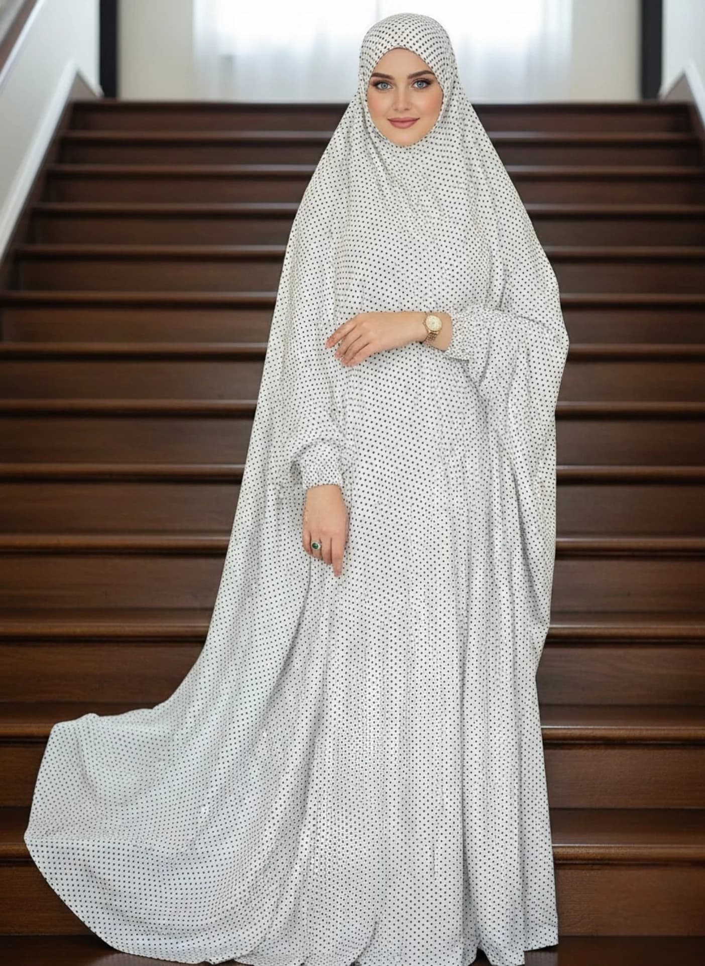 White dotted namaz chadar