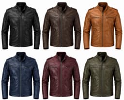 Men's Moto-Inspired Zip-Front Leather Jacket with Stand Collar & Shoulder Epaulettes