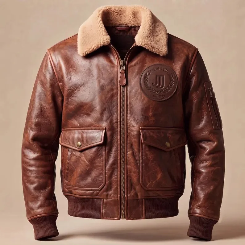 Bomber jacket with shearling-style collar