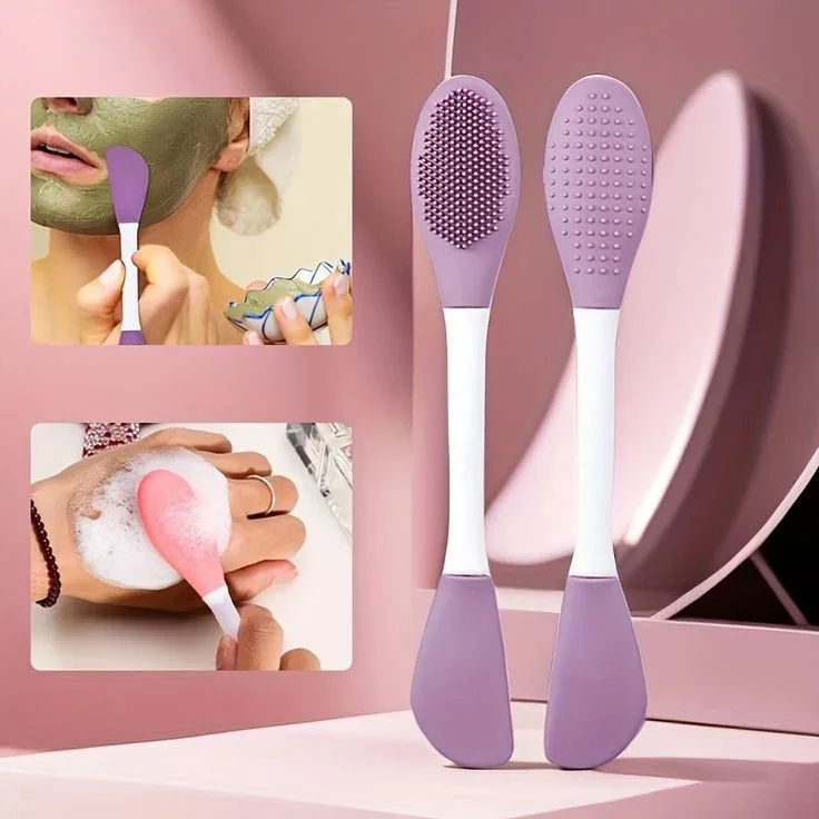Silicone Facial Cleanser Brush – Dual-Ended Soft Exfoliating & Deep Pore Cleansing Tool