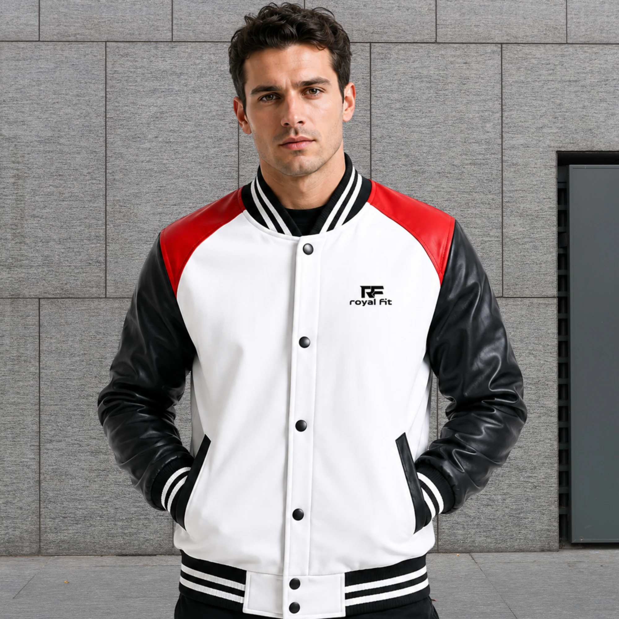 Varsity leather jacket