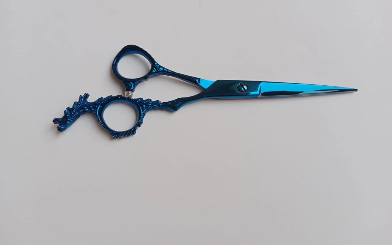 Blue Titanium Hair Cutting Scissors 5.5" - Dragon Handle