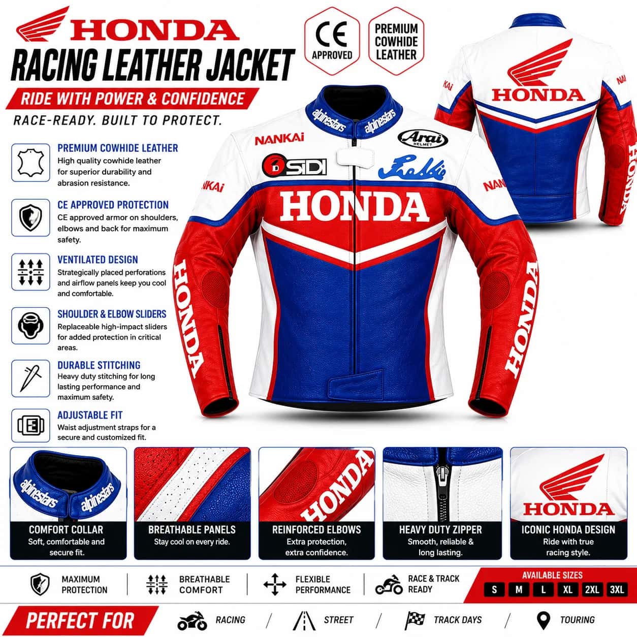Custom Ninja Leather Racing Jacket & Suit, Genuine Cowhide, CE Armor Protection