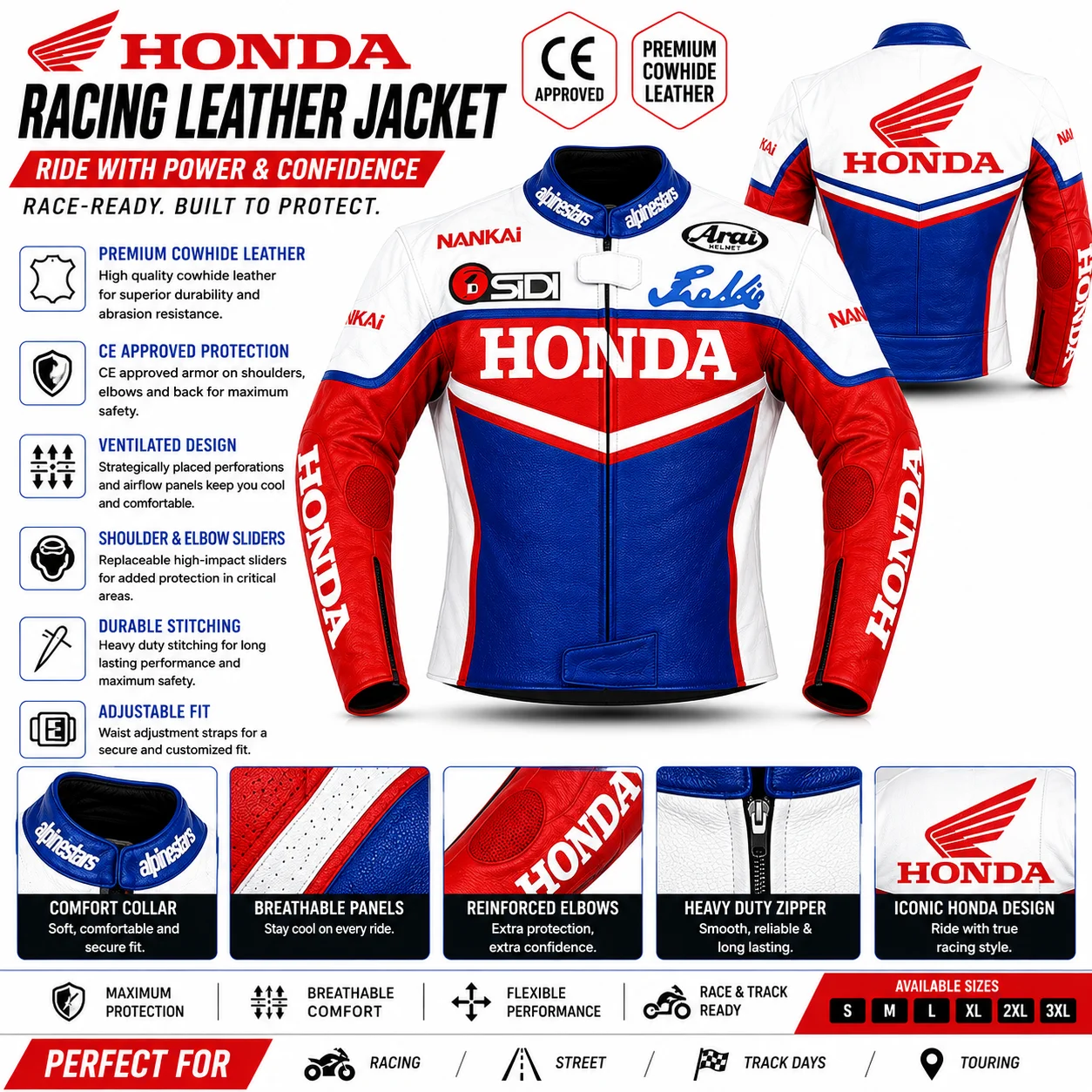 Custom Ninja Leather Racing Jacket & Suit, Genuine Cowhide, CE Armor Protection