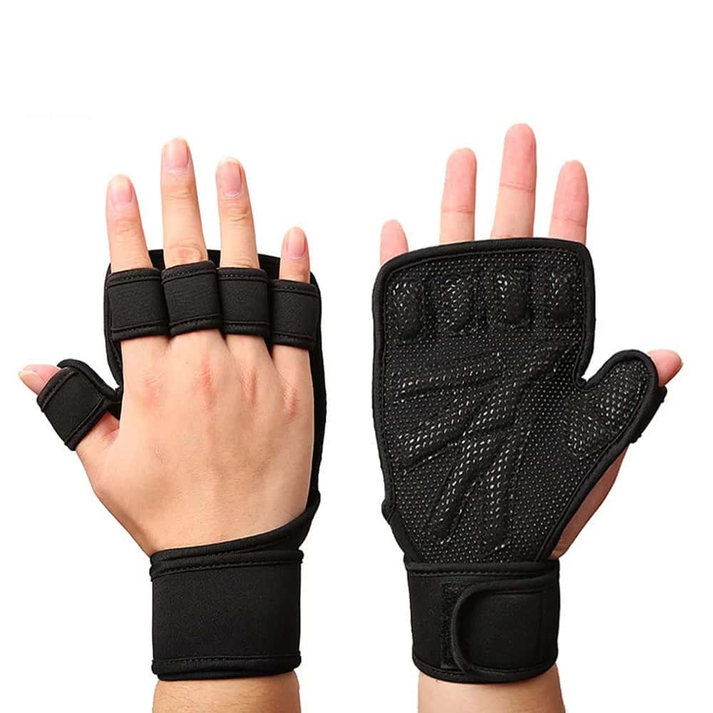 Fingerless weight lifting gloves