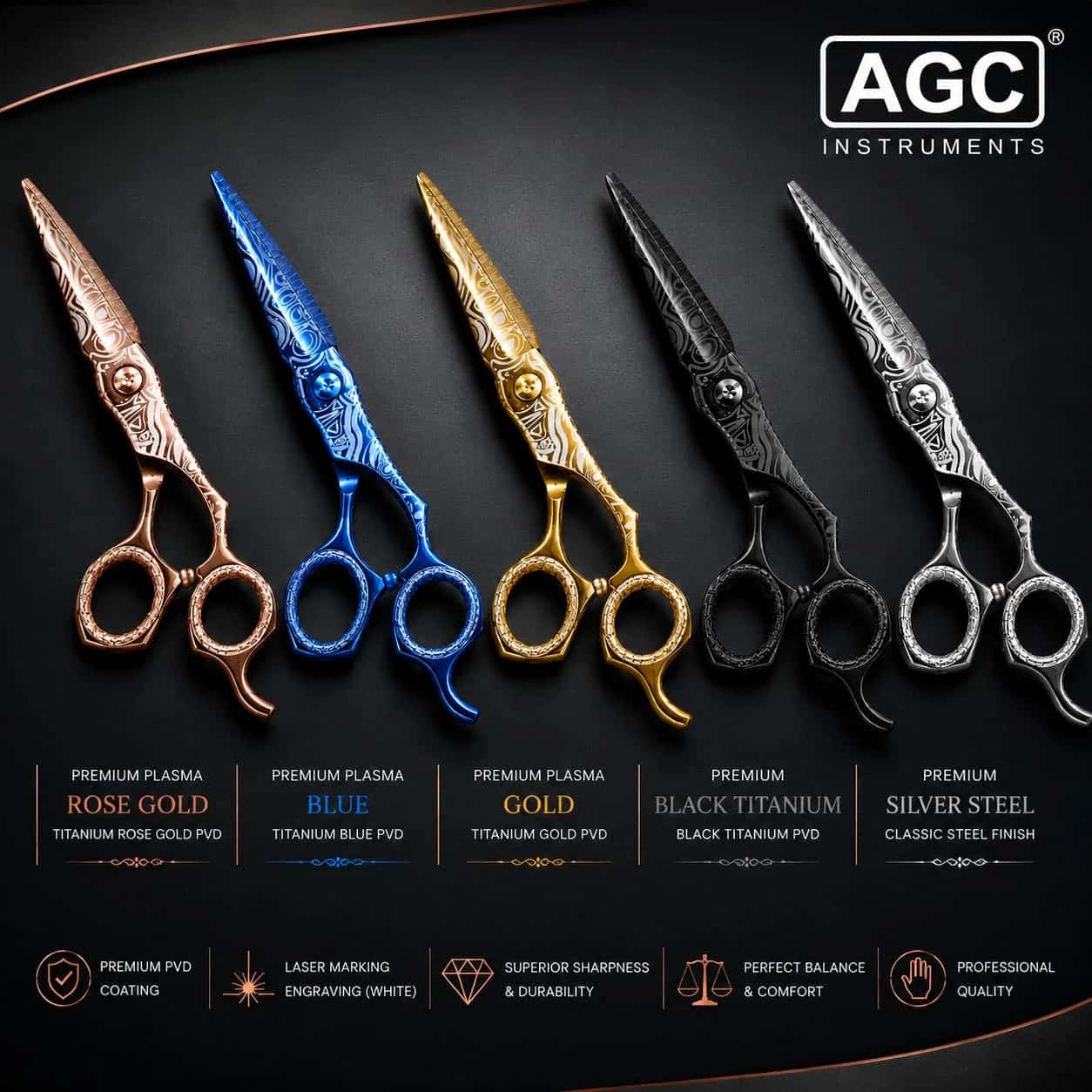 Hairdressing scissors with premium plasma finishes