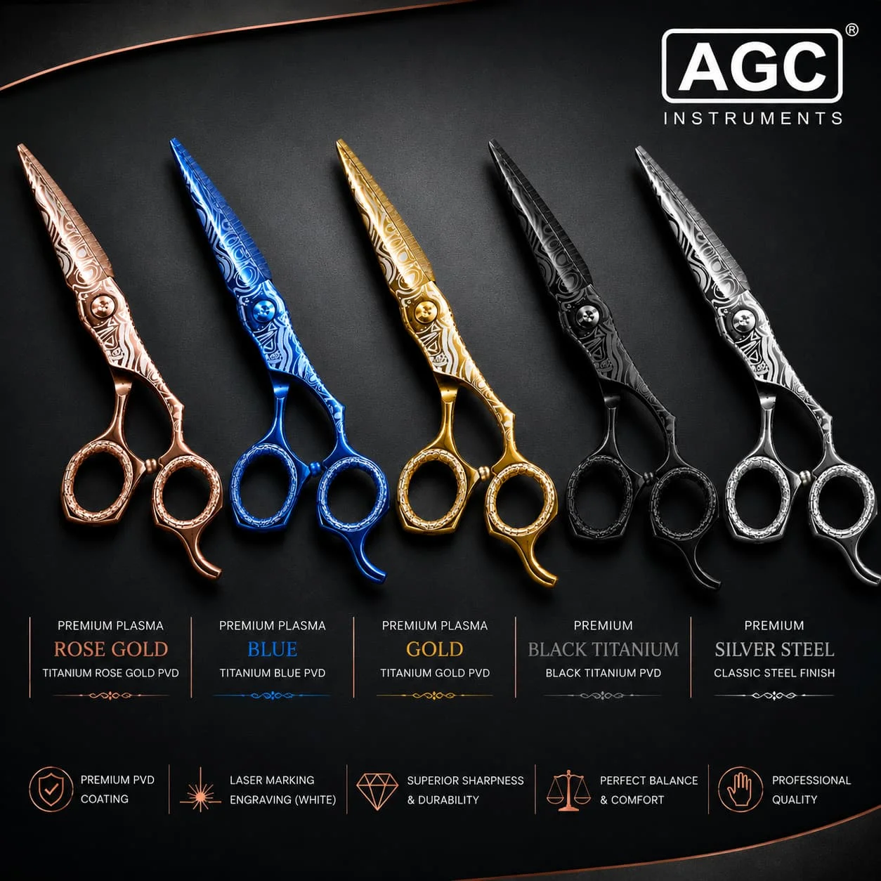 Hairdressing scissors with premium plasma finishes