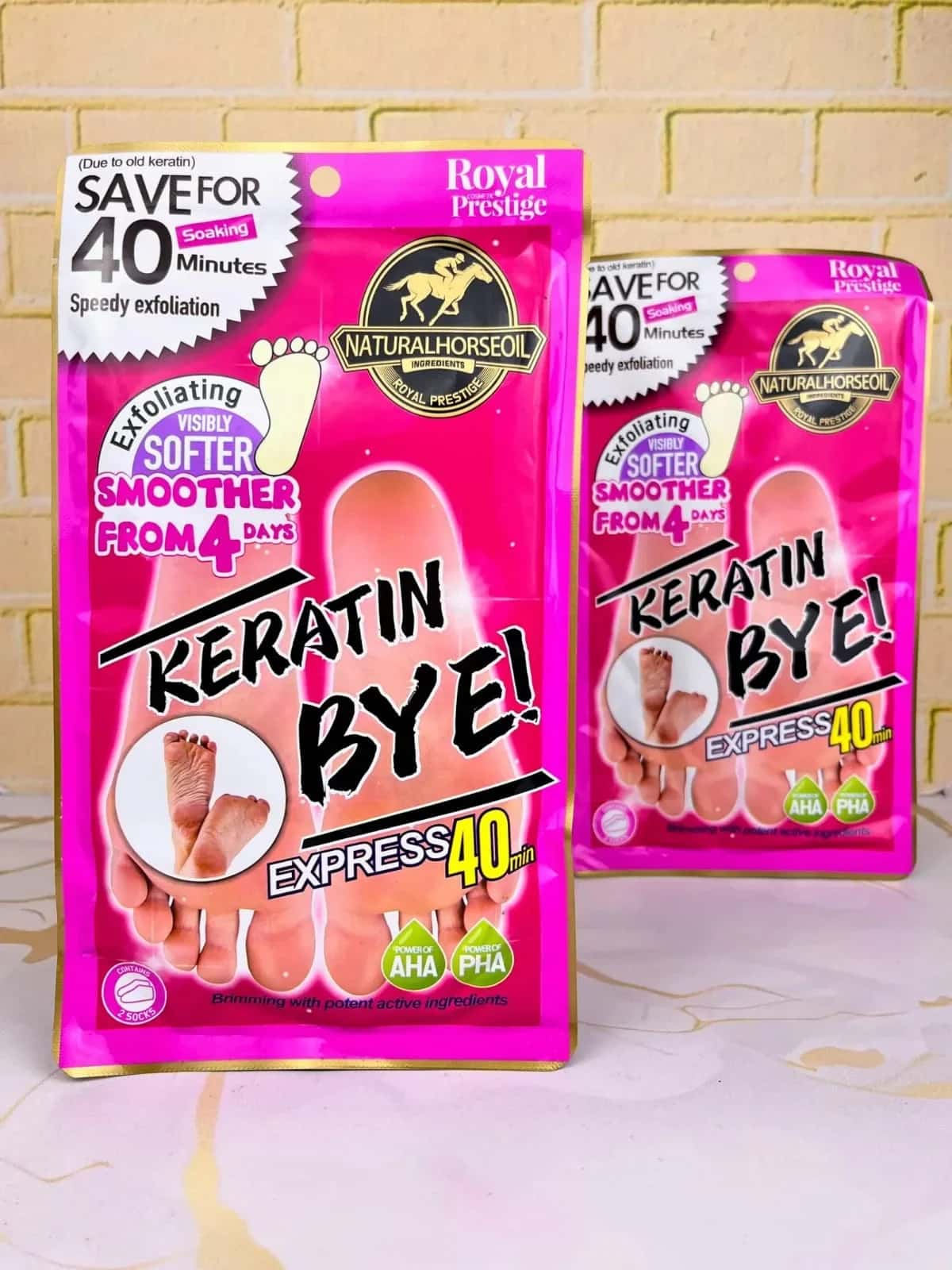 Royal Prestige Keratin Bye Express Peeling Foot Mask 50ml – AHA & PHA Exfoliating Sock with Horse Oil