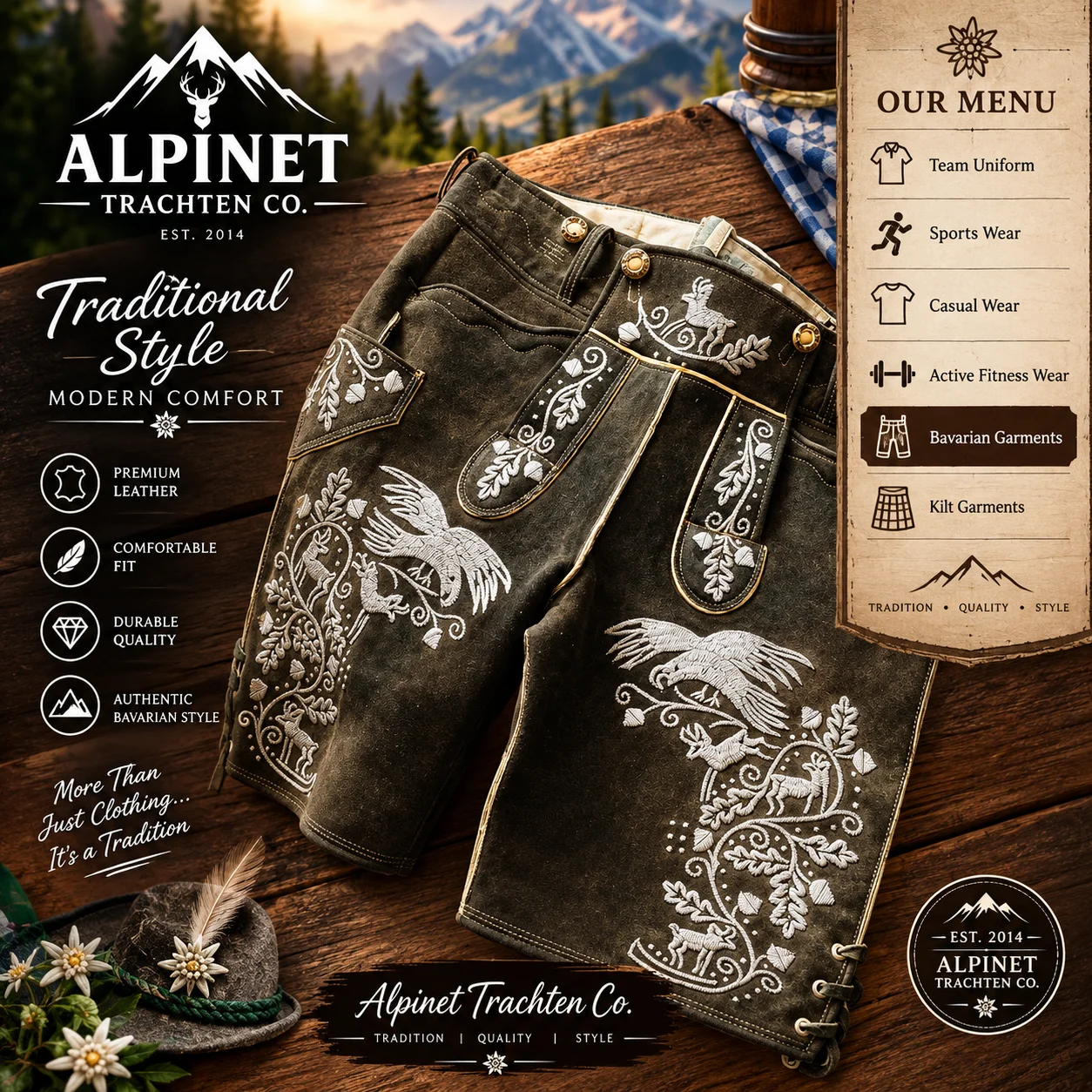 Lederhosen premium leather Bavarian garments