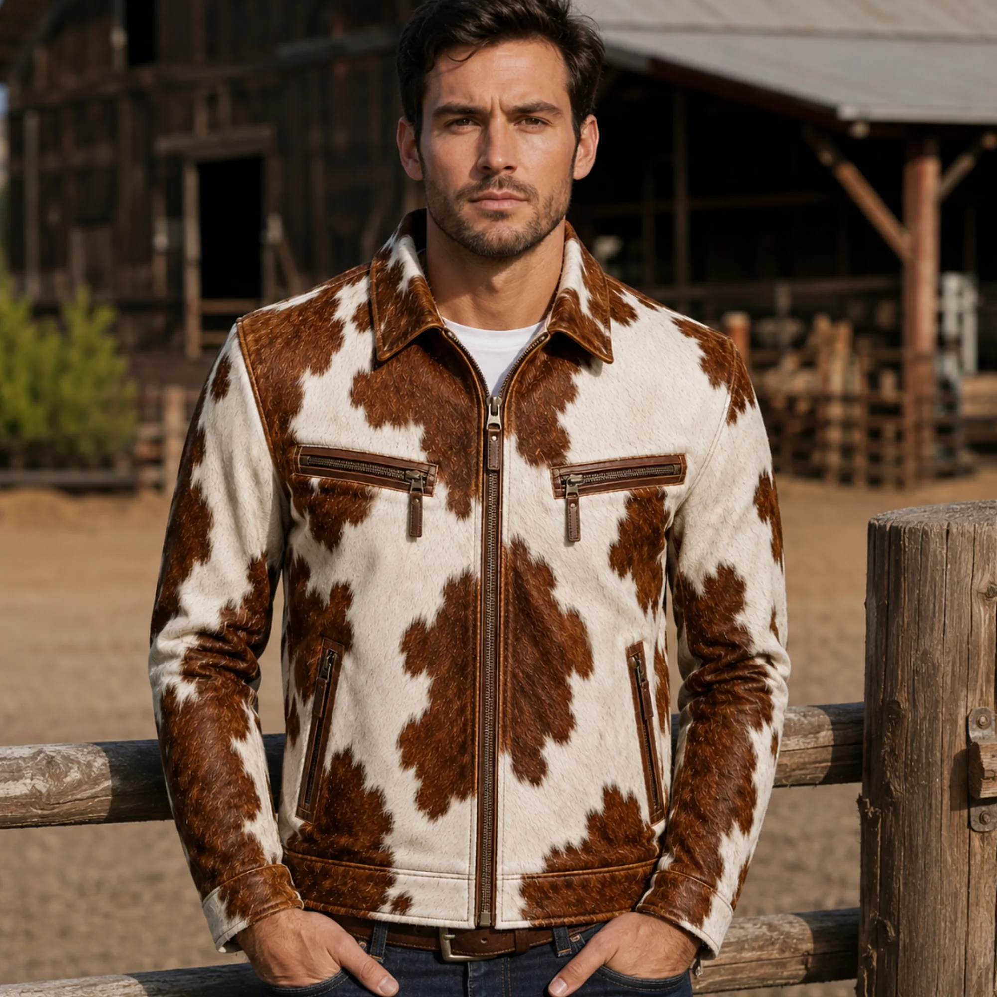 Men’s cowhide leather jacket