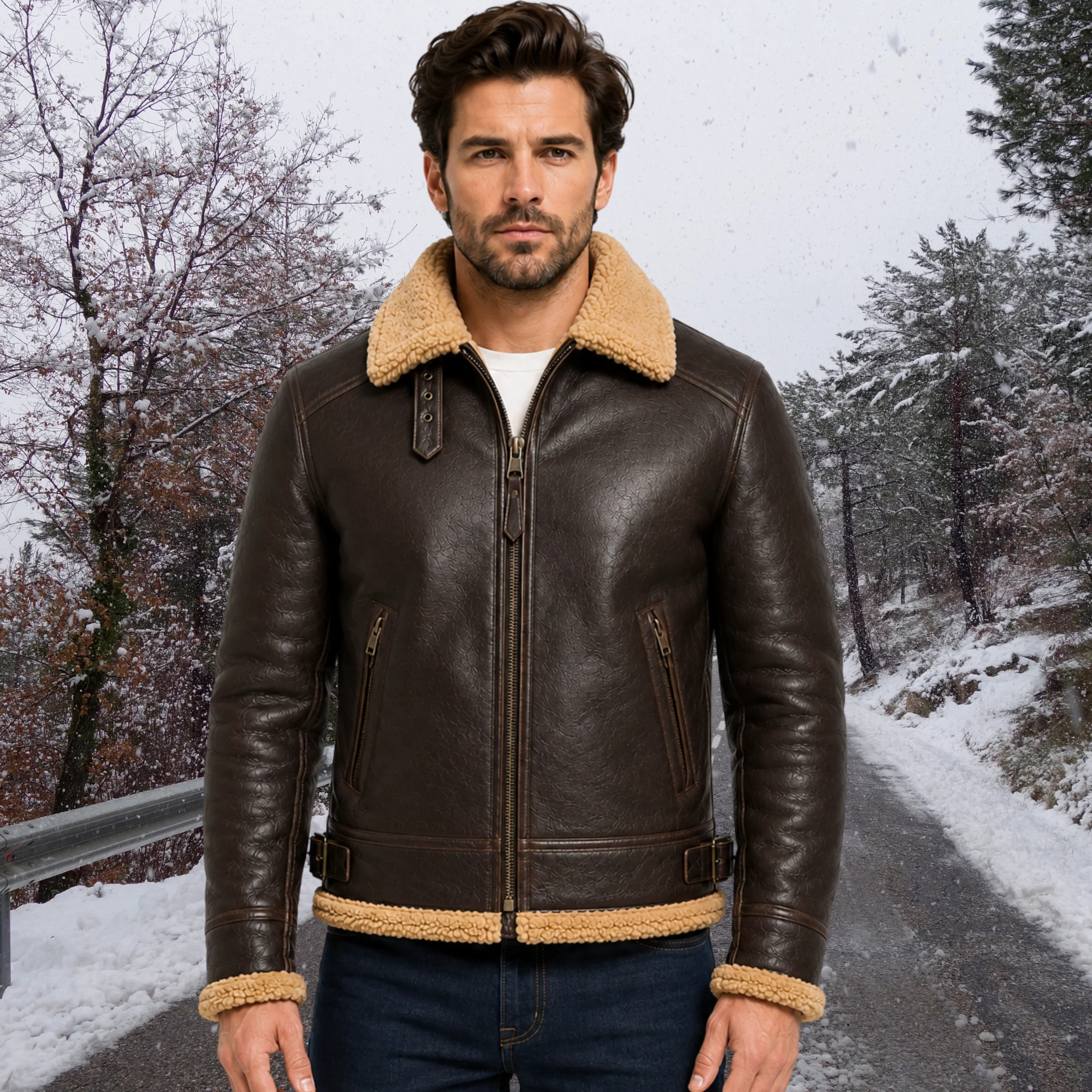 Men’s shearling leather jacket