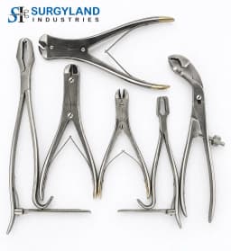 SURGYLAND INDUSTRIES 6-Piece Veterinary Orthopedic Surgical Instrument Set – Serrated Jaw Forceps with Spring-Action & Screw Adjustment