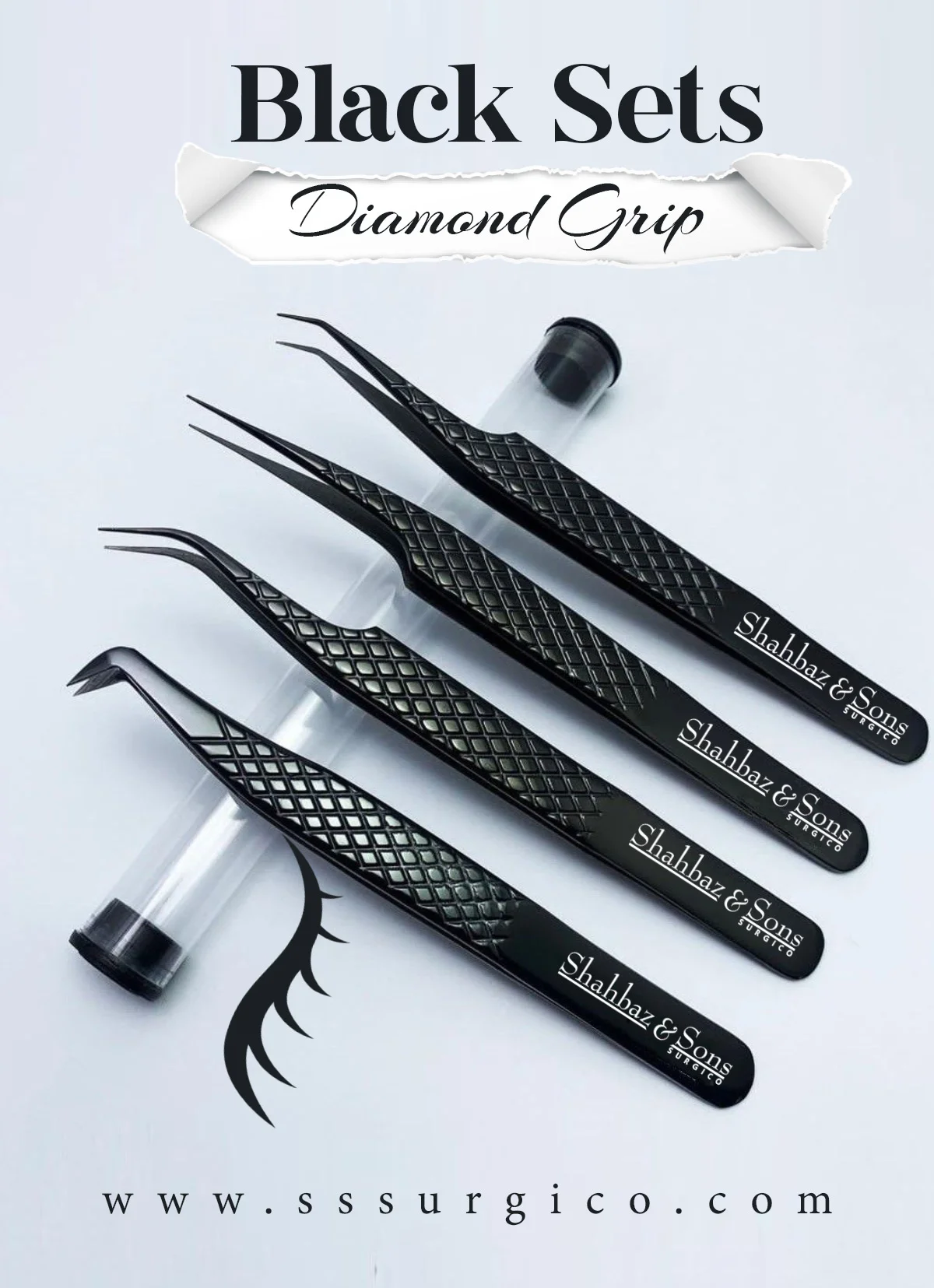 Precision Stainless Steel Eyelash Tweezers