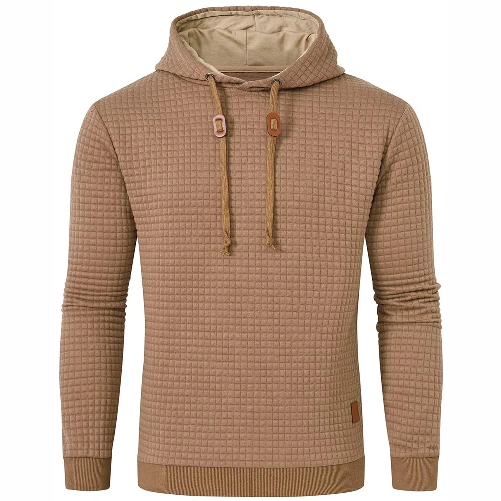 hoodie with textured pattern and drawstrings