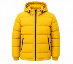 Bright Yellow Quilted Hooded Puffer Jacket with Zip Pockets & Ribbed Cuffs