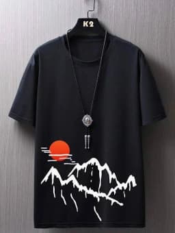 Classic T-Shirts by Baramdat Solution – Plain, Mountain Graphic & Hooded Streetwear Short-Sleeve Styles