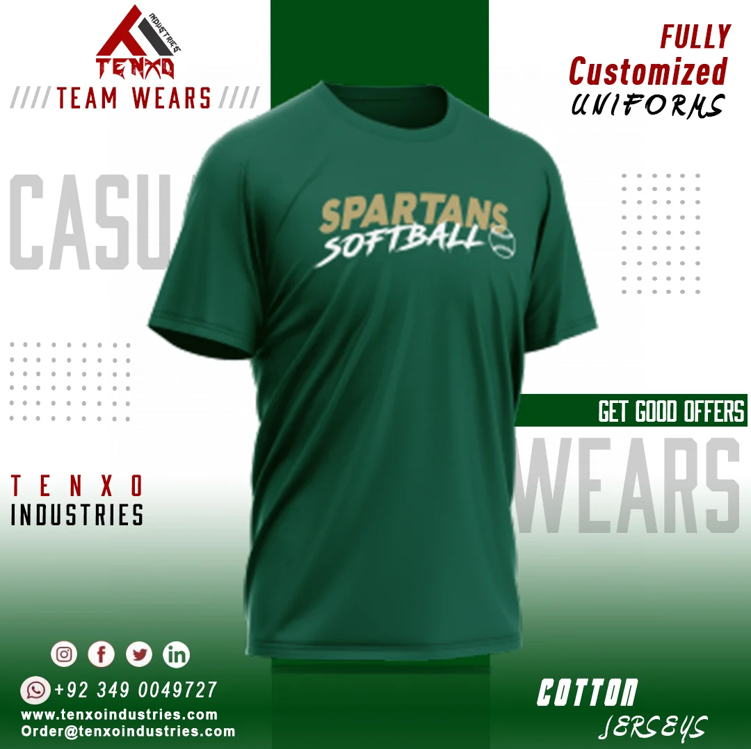 Tenxo Industries Custom Cotton Jerseys – Fully Personalized Crew Neck Cotton Shirts for Men & Women