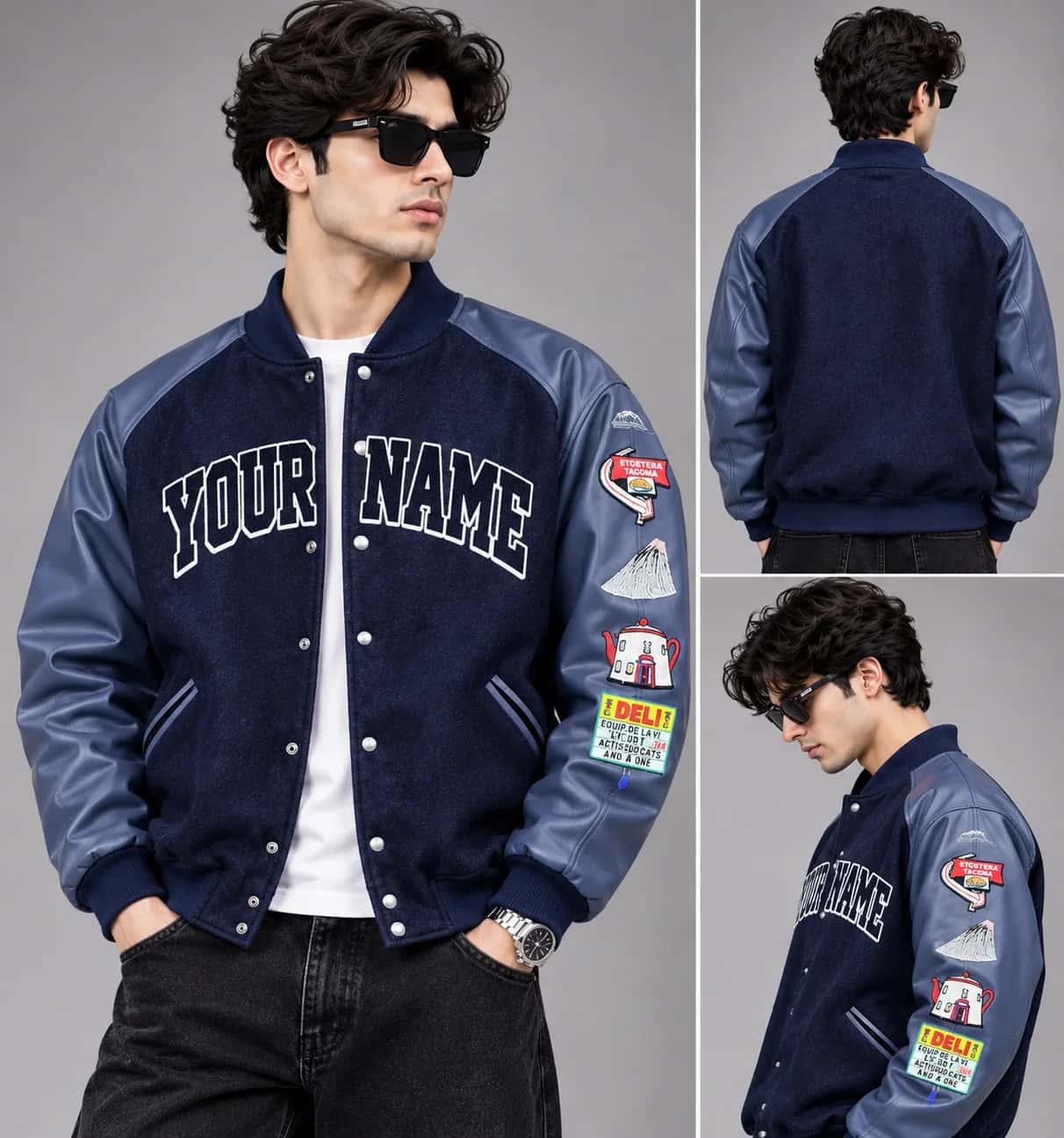 Varsity jacket with front name lettering