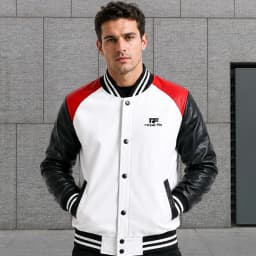 MS Corporation Custom Varsity Leather Bomber Jacket | Genuine Sheepskin | Unisex Snap-Button Outerwear