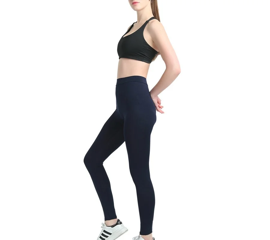 Women's Full-Length High-Rise Black Leggings with Wide Waistband – Smooth Knit Everyday Fit
