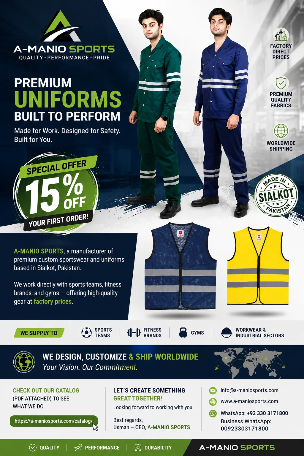 Work uniforms and reflective vests
