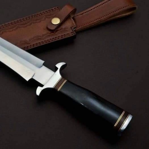 Custom Handmade Stainless Steel Dagger Knife, Leather Sheath, Grey Blade, Bone Handle - SLL130