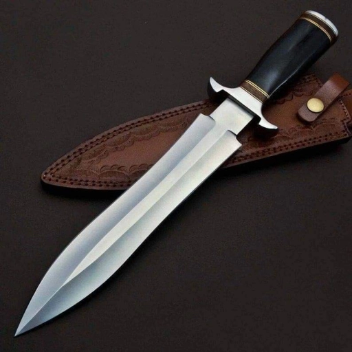 Custom Handmade Stainless Steel Dagger Knife, Leather Sheath...