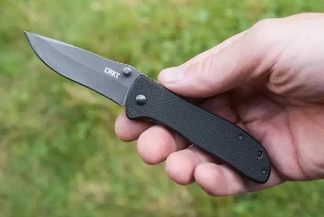 one handed button lock knife