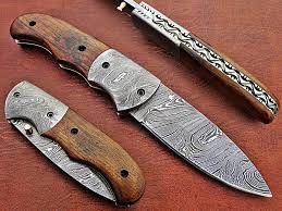 Handcrafted Damascus Steel Folding Hunting Knife - SLL121