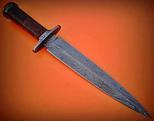 Handmade Damascus Steel Dagger Knife With Leather Sheath - SLL134